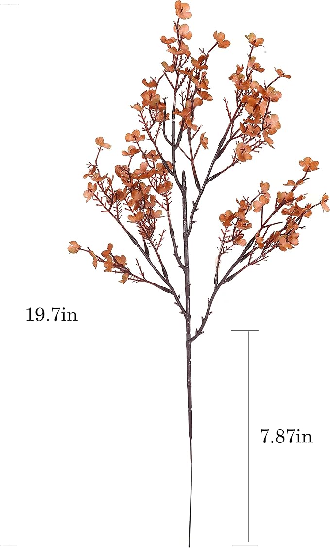 JAKY-Global Babys Breath Silk Artificial Flowers 6 Bundle Fake Plants Fall Decorations for Farmhouse,Home Decor Wedding Party Decoration Bouquets DIY Garden (Dark Brown Pink 6pcs)