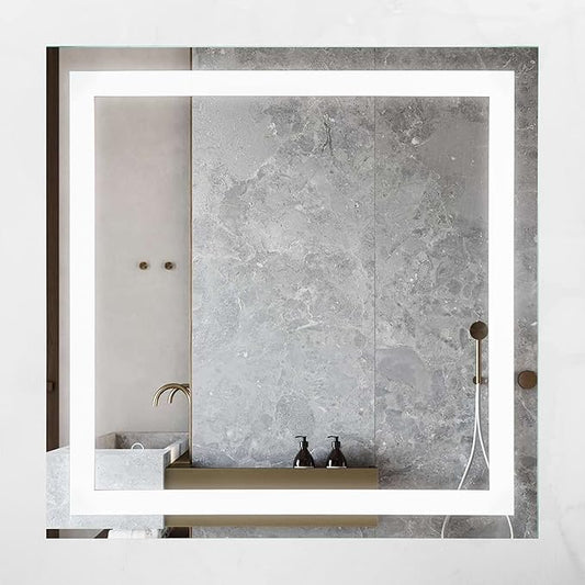 LED Vanity Bathroom Mirror 32 x 32 in. Wall Mounted, Dimmable, Lighted, Anti-Fog Mirror – Modern, Frameless Design