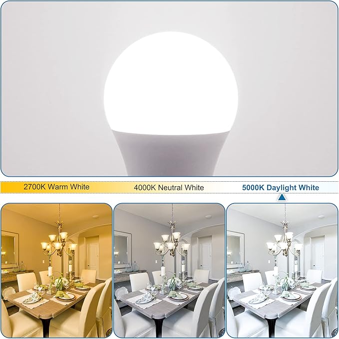 comzler Ceiling Fan Light Bulbs Candelabra LED Bulbs - 60 watt Equivalent, 5000K Daylight White Candelabra E12 Base A15 Small Light Bulbs,600lm,Non-Dimmable, Pack of 6