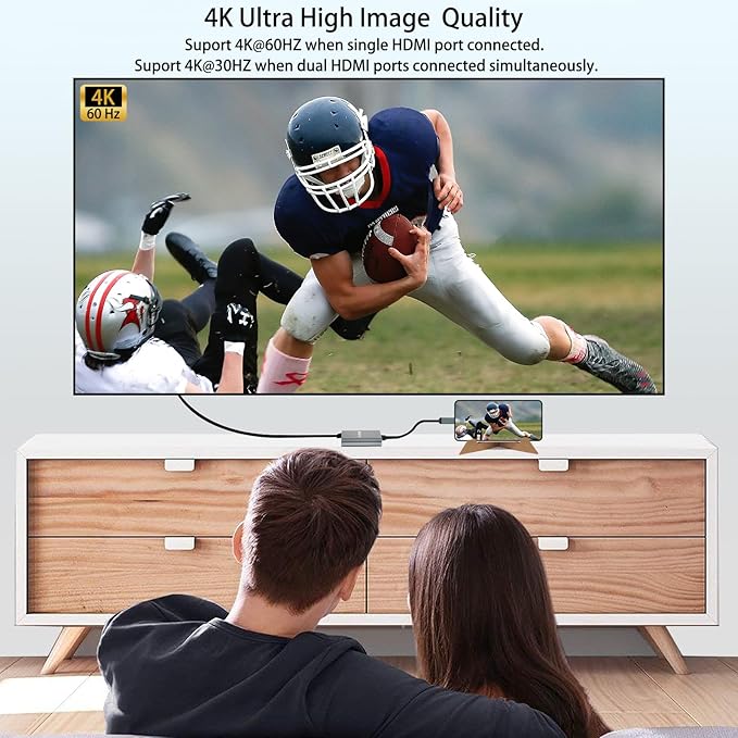 USB C to Dual HDMI Adapter 4K@60hz,USB C Dual Monitor Adapter with USB 3.0, 100W PD, Type C to Dual HDMI Splitter Extend Display for Chromebook, MacBook, Laptop, HP...