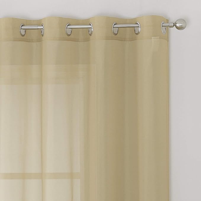 KEQIAOSUOCAI Taupe Sheer Curtains 84 inch Length - Sheer Home Decoration Window Coverings for Loft Narrow Window (54 Wide x 84-inch Long,2 Pack)