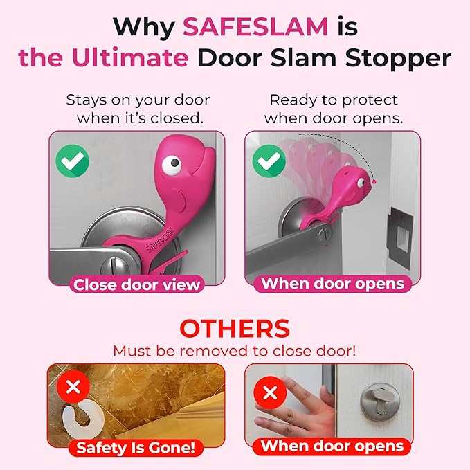 Baby Proofing Door Stopper, Door Pinch Guards Protect Child Fingers & PET Tails. Baby Safety Finger Protectors Prevent Pinch Injuries – Kids and Adults Love Whale Pinch Guard(Pink Pack of 2)