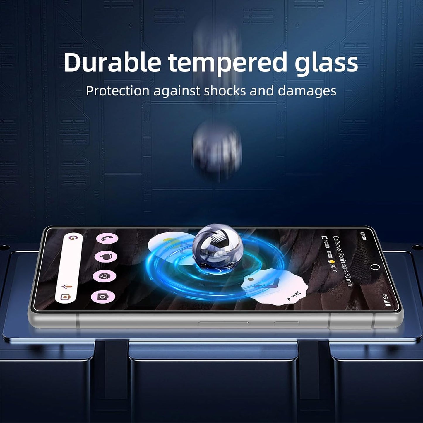 NEW'C Tempered Glass Screen Protector for Google Pixel 7a - 3 Pack, Ultra Resistant, Bubble Free.