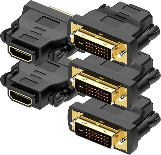 MMOBIEL HDMI to DVI Adapter - Bi-Directional - Male DVI-D Dual Link to Female HDMI - Converter Supports Monitor, PC, TV, Gaming, Projector - 1080p Full HD 60Hz - Gold Connector – 5 Pack