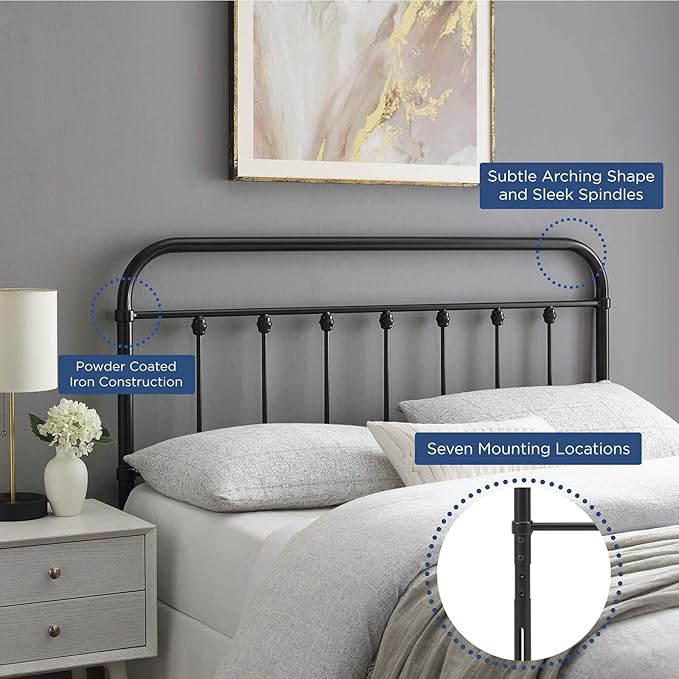 Modway MOD-6155-BLK Sage King Metal Headboard, Black