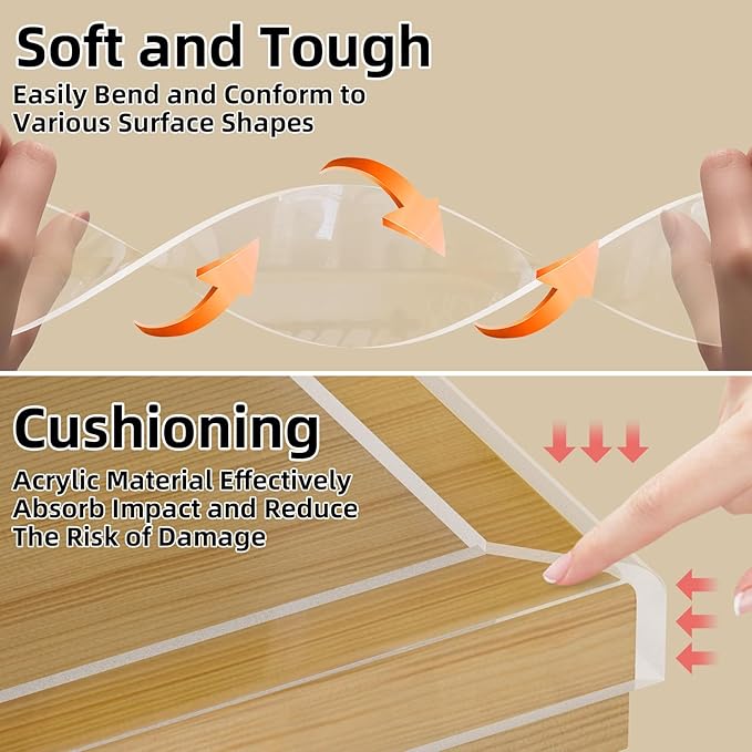 Clear Edge Protector,Safe Corner Protector, Anti-Sharp Edge Protector, for Furniture, Drawers, Tables, Cabinets 1.18inX6.56FT