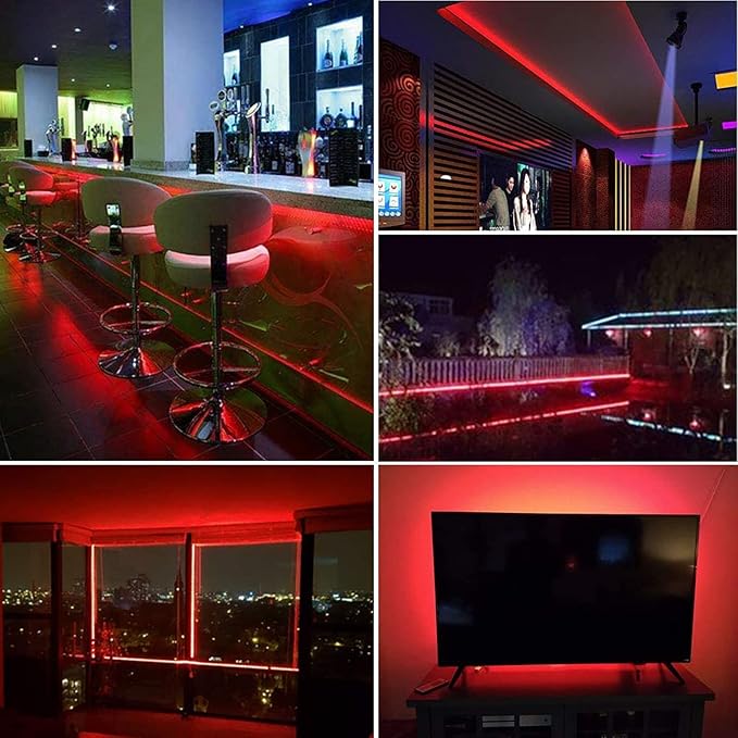 12V 5M/16.4ft LED Strip Light Red 600LEDs Flexible SMD2835 High Brightness No-Waterproof IP20 LED Tape Lights for Bedroom Christmas Party etc(No Power Supply)