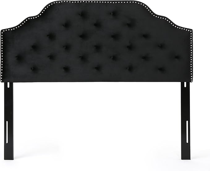 Christopher Knight Home Silas Velvet Headboard, Queen / Full, Black / Black