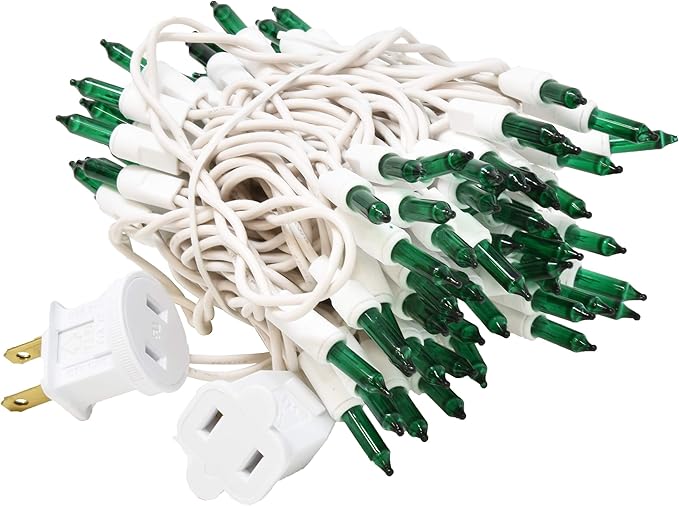 Holiday Essence 100 Green Christmas St. Patrick's Day Light Set, 20.6 Feet White Wire Indoor Outdoor