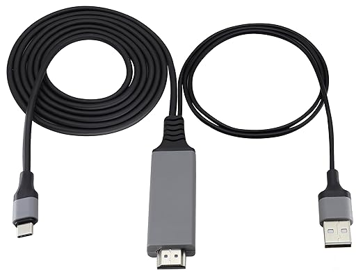 zdyCGTime 2 in 1 MHL USB Type C 3.1 Male & USB 2.0 A Male to HDMI Male 4K@30Hz HDTV Mirroring Video Audio Output Charging Cable Compatible with Android, MacBook, iPad, Thunderbolt 3(2m/Black-USB C)