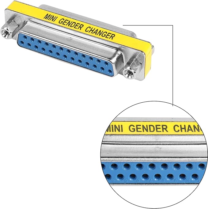 MEIRIYFA DB25 25 Pin Gender Changer D-SUB 25Pin Coupler Serial Cable Gender Changer RS232 VGA Adapter Connetor for Applications Pack of 2 (Female to Female)