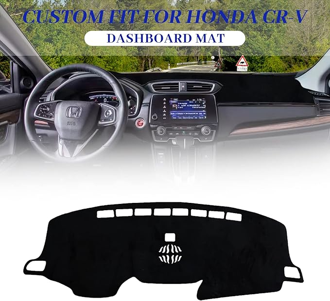 Dashboard Cover Mat Custom Fit for 2017-2022 Honda CR-V Dash Cover Nonslip Dash Mat Protector Sunshade No Glare Black