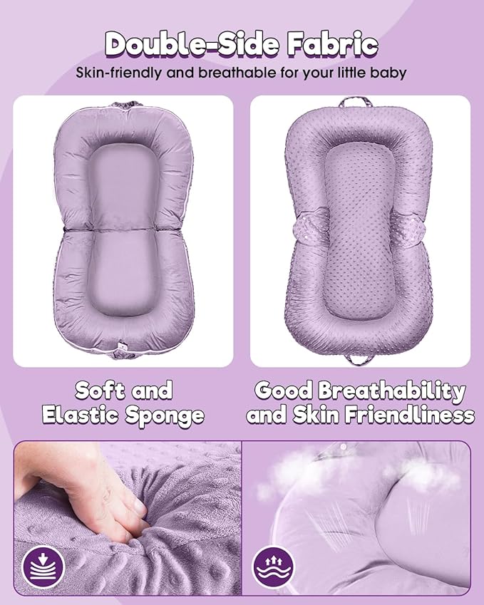 Baby Lounger Pillow 3-in-1 Infant Lounger Pillow for Newborn 0-24 Months, Portable Tummy Time Mat for Home and Travel, Breathable & Soft Baby Seat for Baby