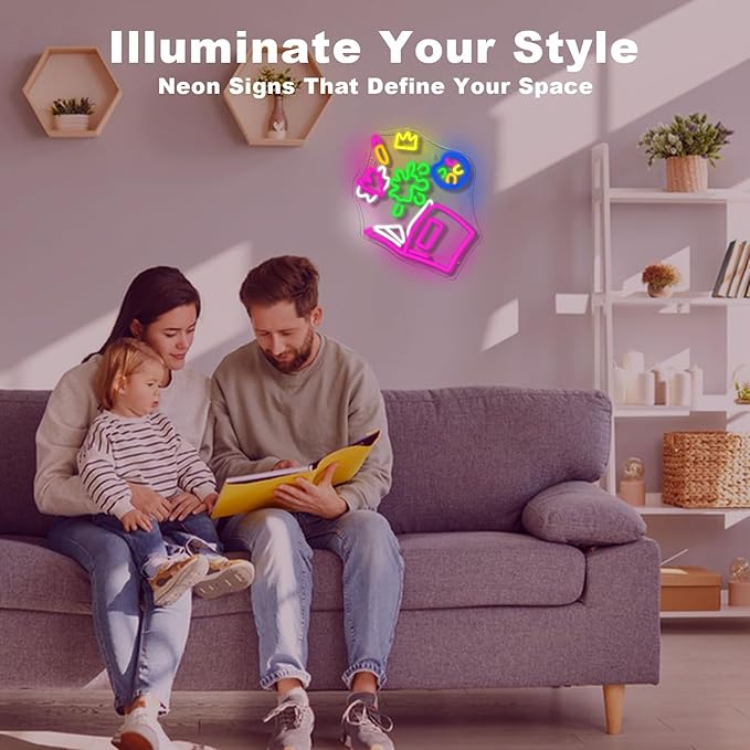 Magical Book Neon Sign, The Wonderful World of Books Design, USB Powered Dimmable, 5V/2A, for Kids, Gift, Office, Bedroom, Reading Room, Kids Room, Classroom, Book Lover
