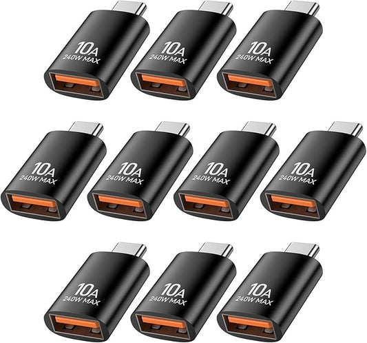 USB C to USB Adapter(10 Pack), USB C Male to USB A Female OTG Adapter High Speed Data Transfer for iPhone 17/16 Pro Max, iPad, iMac, MacBook Pro, Dell XPS and More Type C.