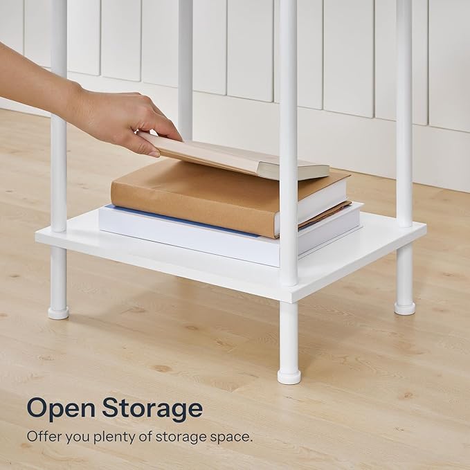HOOBRO End Tables Set of 2, Small Side Table, Nightstand with 2-Layer Storage Shelves, Sofa Table for Small Spaces, Living Room, Bedroom, Stable Frame, Easy Assembly, White WW09BZP201