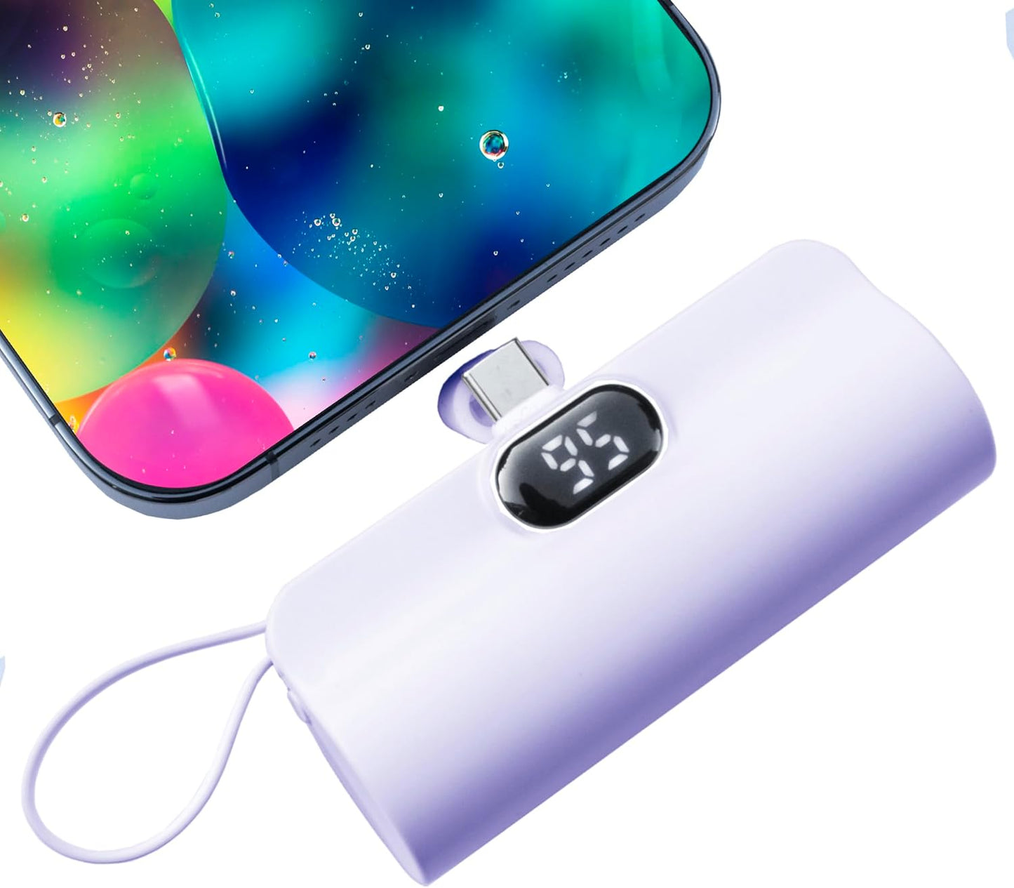 Mini Power Bank, Capsule Power Phone Charger 5500mAh, Portable Charger with Dual USB-C Ports for iPhone 15/15 Plus/15