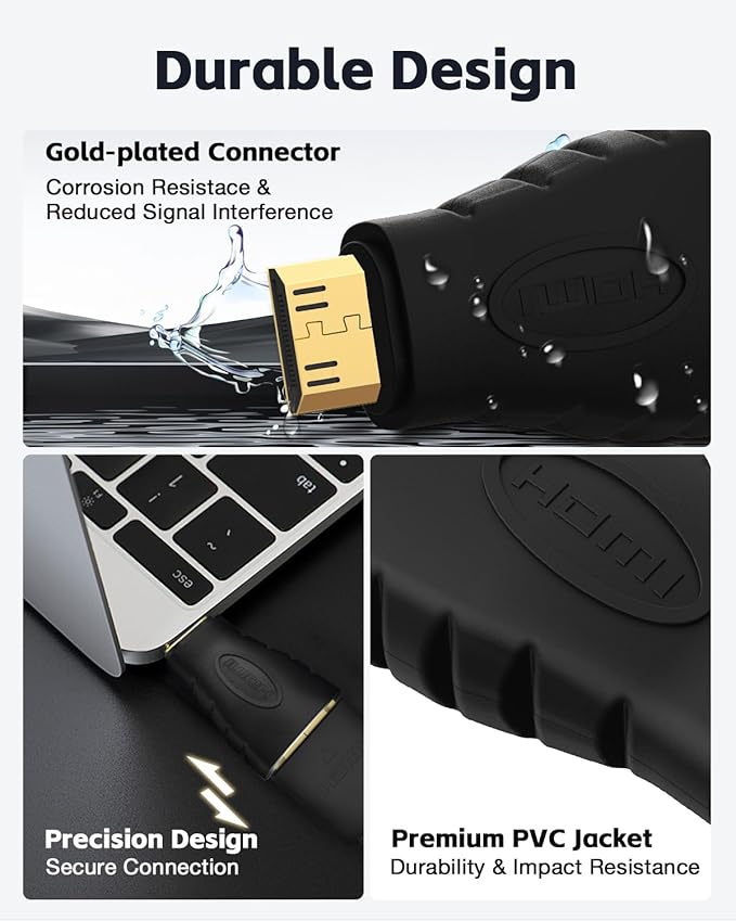 VCE Mini HDMI to HDMI Adapter, 4K HDMI Female to Mini HDMI Male Adapter, Gold Plated Connector Compatible with Raspberry Pi, Camera, Camcorder, DSLR, Tablet, Video Card