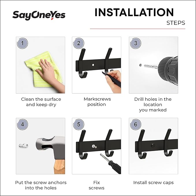 Matte Black Coat Rack Wall Mount – 30 Inch Stainless Steel Hook Rail with 10 Double Coat Hooks – Wall Mounted Entryway Organizer for Coats, Hats, Bags, Towels, Robes, Closet or Bathroom