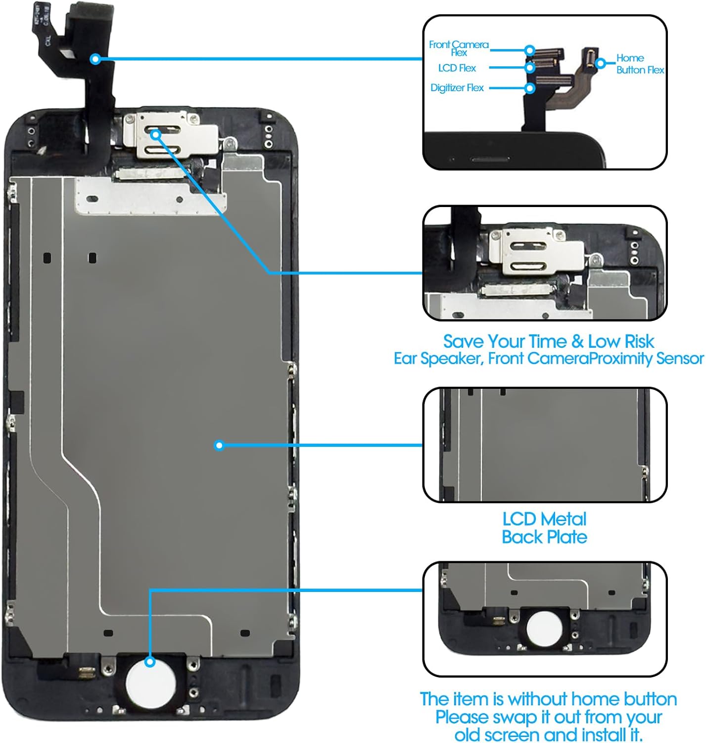 iPhone 6 Screen Replacement 4.7', 3D Touch Display Full Repair Kit, Digitizer Assembly with Tools Set