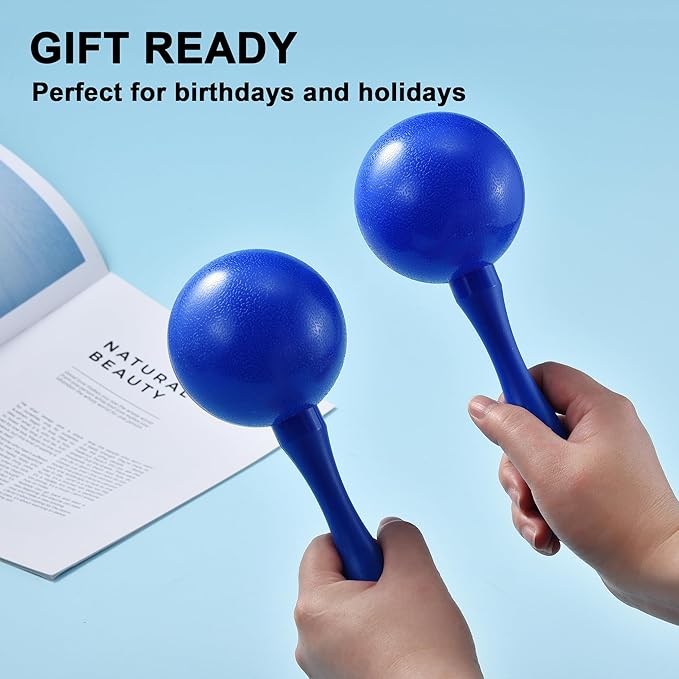 Maracas for Kids Adults, 8 Inch, Set of 2, Blue