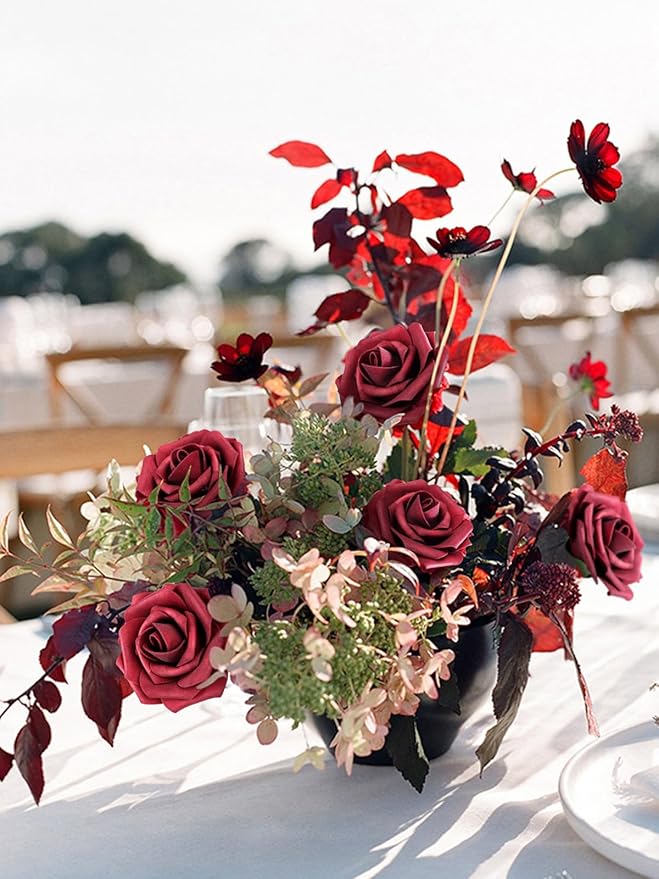 MACTING Artificial Rose Flowers 30PCS Real Touch Fake Flowers with Stem Red Foam Roses for DIY Wedding Bouquet Backdrop Table Centerpieces Arrangements Crafts Party Home Mothers Day Decorations