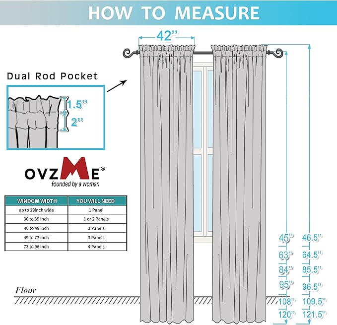 OWENIE Sheer Curtains 96 Inch Length, Elegant Sheer Curtains for Bedroom, Window Voile Sheer Curtain Panels/Drapes/Treatment for Living Room, 2Pcs, Each 42" W x 96" L, Charcoal Gray