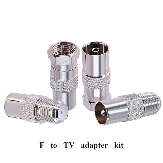 CNARIO 4Pcs F to TV Adapter, F Female/Male to TV Pal Male/Female Coax Coupler Coaxial Cable Connector Adapter Kit for FM Radio Antenna Coax Connector