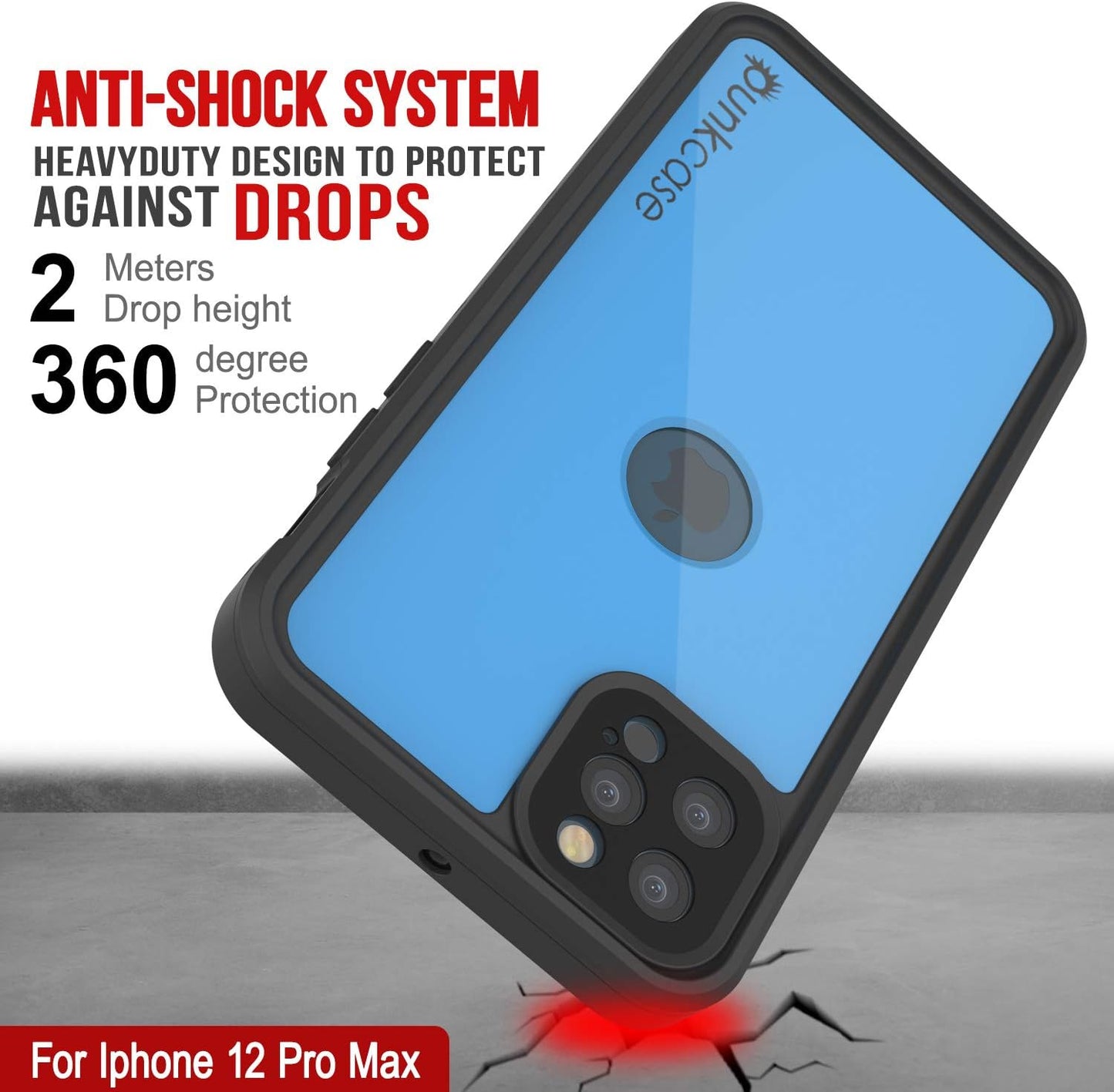 PunkCase 360 Full Body Armor Cover for iPhone 12 Pro Max [StudStar Series] [Slim Fit] [IP68 Certified] [Dirtproof]