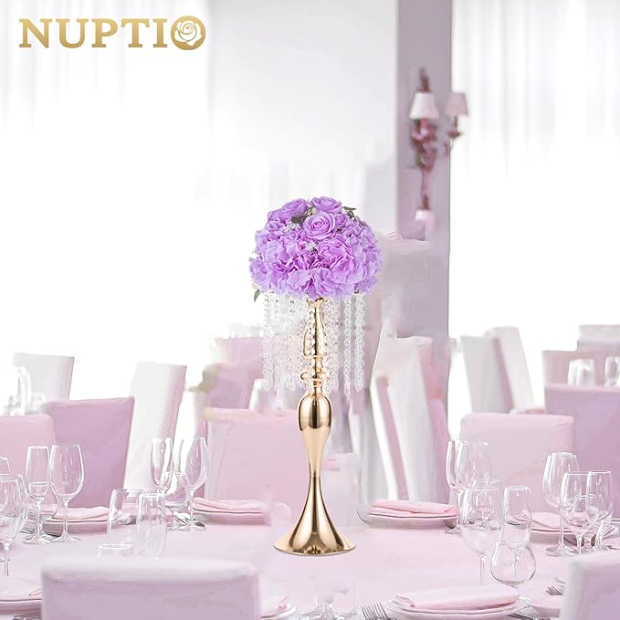 NUPTIO Flower Ball Arrangement Bouquet: 2 Pcs 11.8 inch Diameter Light Purple Rose Fake Flowers Balls for Wedding Centerpiece Decorations Artificial Flower Centerpieces for Tables