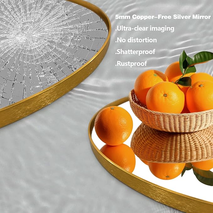 Niccy Round Led Mirror for Bathroom, 30" Backlit Mirror for Wall Circle Lighted Mirror with Gold Frame Anti-Fog, 3 Colors, HD Glass and IP65 Waterproof