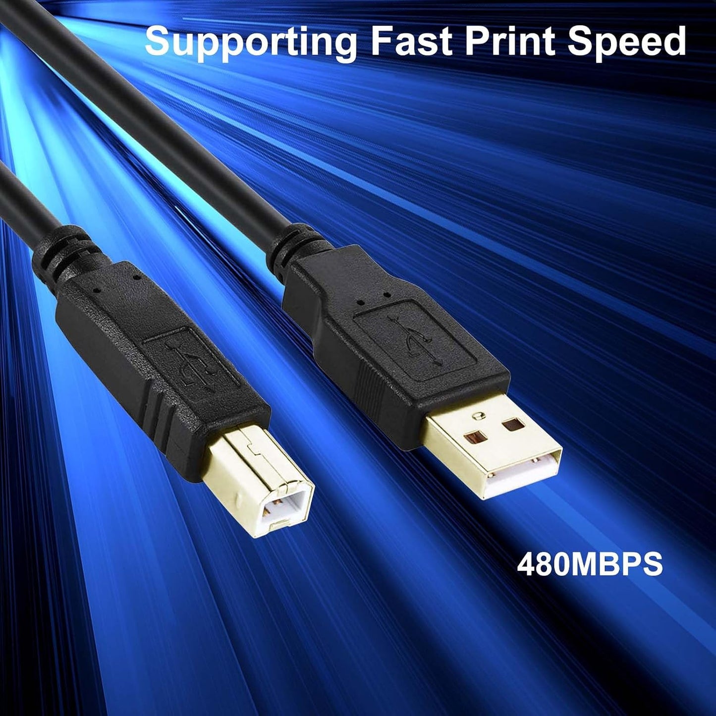 2.0 5ft/1.5M USB Printer Cable USB-A to USB-B Cable Printers Scanners Fax Machine High Speed Compatible for HP