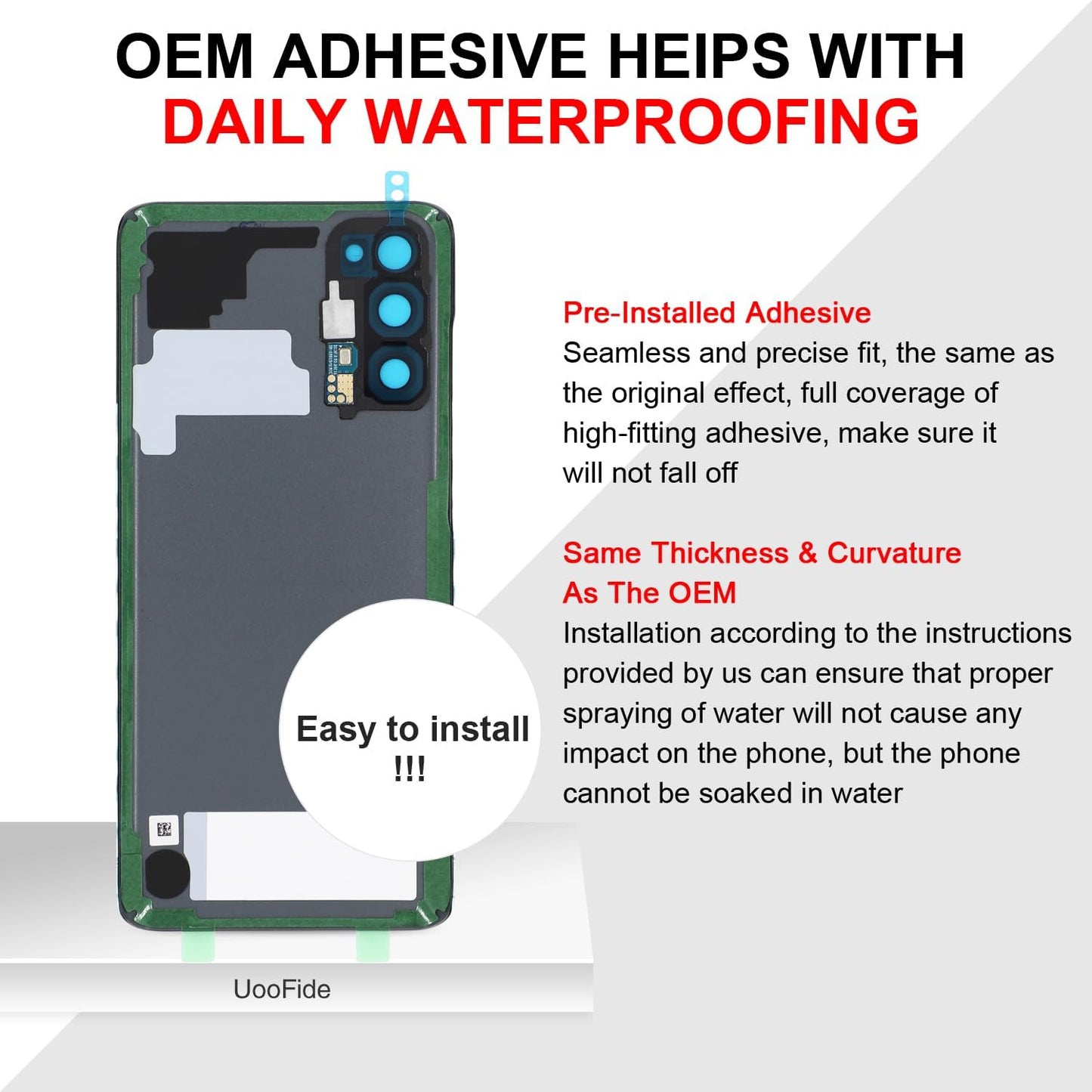 Samsung Galaxy S20 Back Glass Cover Replacement, 6.2-Inches, Cosmic Black, Installation Manual