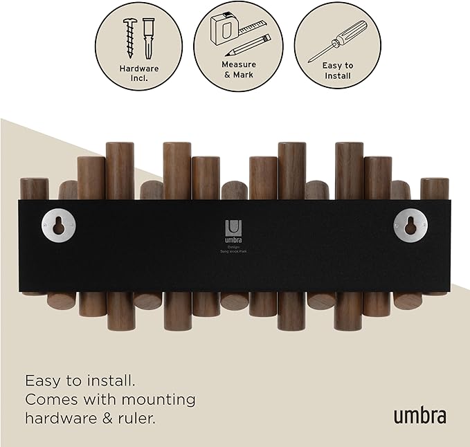 Umbra Picket Rail Hook Coat Rack, Aged Walnut