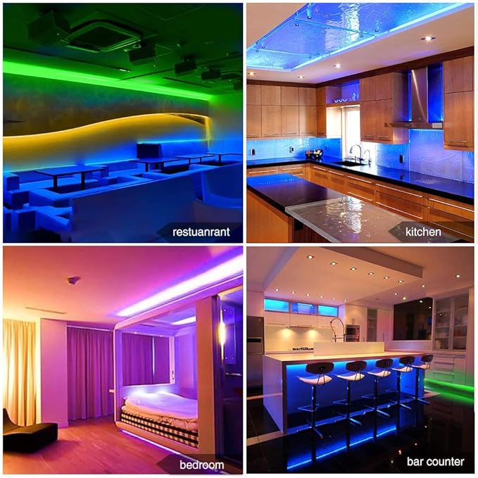 phopollo Led Strip Lights Color Changing 16.4ft Flexible 5050 RGB Led Lights Kit with Power Supply and 44 Keys Remote