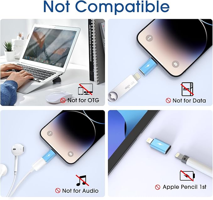 TechMatte Female USB C to Male Lightning Adapter 3 Pack 2.2A Charging Data Transfer, Compatible with iPhone 14, 13, 12, 11 Xs SE iPad iPod AirPods, Not for Audio Headphones/OTG Android Anti-Lost, Blue
