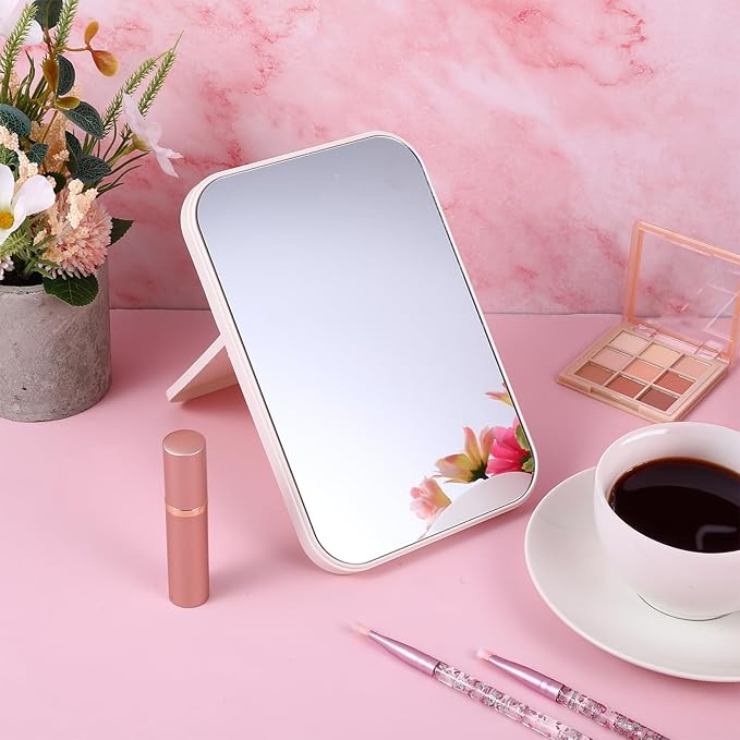 12 Pack Spa Mirrors for Party, Mirror Bulk, Small Table Mirror with Stand, 7.87 Inch Adjustable Vanity Desktop Folding Mirrors, 4 Colors for Makeup Travel