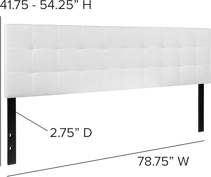 Flash Furniture Bedford Tufted Upholstered King Size Headboard in White Fabric