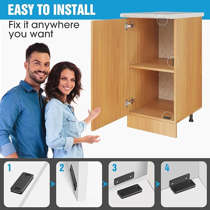 Ultra Thin Cabinet Magnets Door Catch, Adhesive Drawer Latch,Cabinet Magnetic Catch for Kitchen,Closet Door,Cupboard Wardrobe,Sliding Closure,No-Gap Design (White 4PCS)
