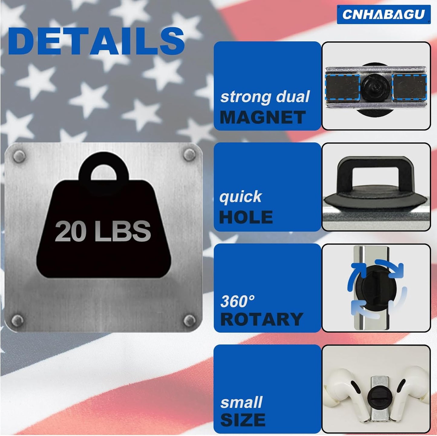 1-Second (6 Magnet Zip Tie Mount Magnetic Zip Ties Mount Holder Strong Magnetic Snap Installation Heavy-Duty Waterproof