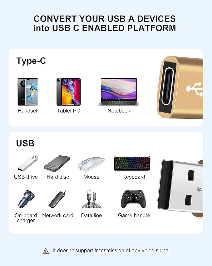 Upgraded USB C Female to USB A Male Adapter,Type C to USB A Charger Cable Converter for Apple iWatch 7 AirPods,MacBook,iPhone 12 13 14 15 Series,iPad mini 6,Samsung Galaxy S20 S21 S22 (3Pack Gold)