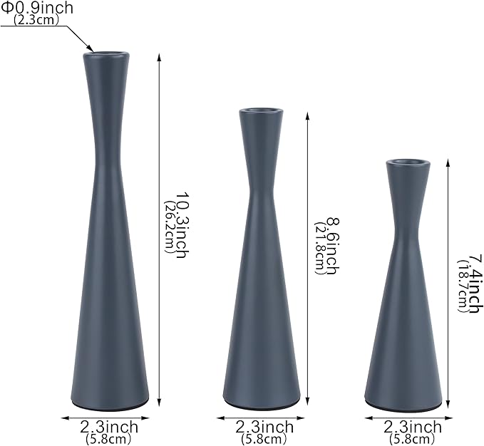 Vixdonos Taper Candle Holders Metal Candlestick Holders Set of 3 Table Mantel Decorative Candle Stand for Dinning,Party，Wedding,Home Decor(Dark Blue)