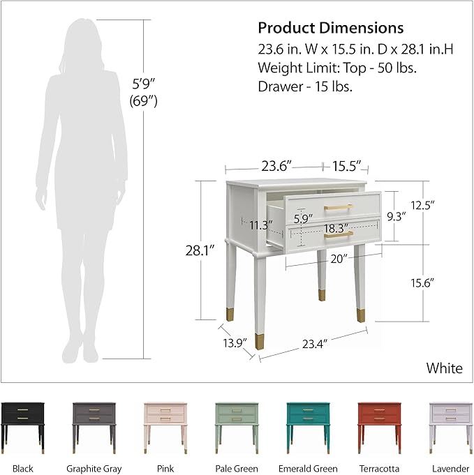 CosmoLiving by Cosmopolitan Westerleigh End Table, White