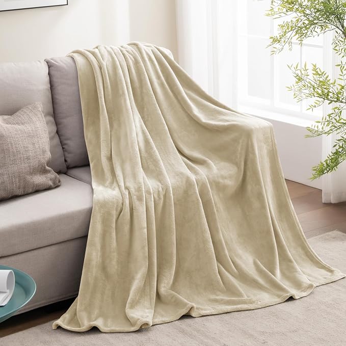 BEDELITE Fleece Blanket Twin Size Linen Throw Blankets for Couch & Bed, Luxury Plush Cozy Fuzzy Blanket 60x80 inches, Super Soft Warm Lightweight Throw Blanket for Travel Camping
