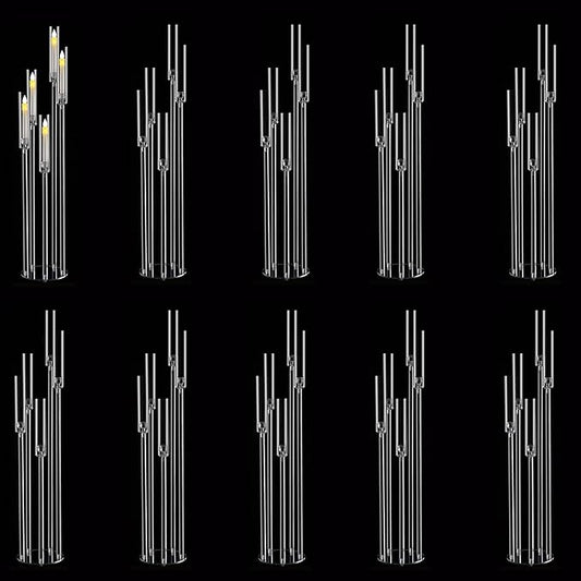 10pcs 5 Arm Candelabra Acrylic Clear Floor Candelabra for Wedding Decor Tall Candle Holder for Table Centerpiece Ceremony Party Home Decoration Fit 0.8 LED Candle