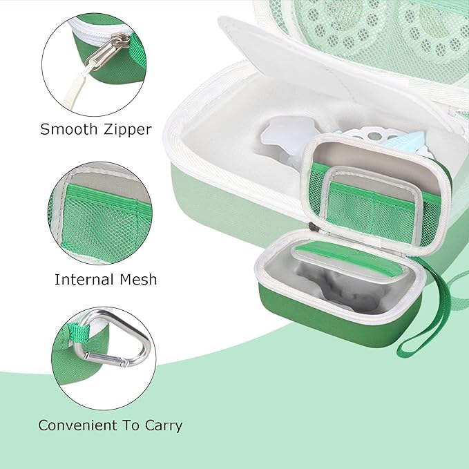 Hard Case Compatible for Moonlite Mini Projector and Story Reels, Storybook Projector Protective Storage Shell, CASE ONLY (Green&White)