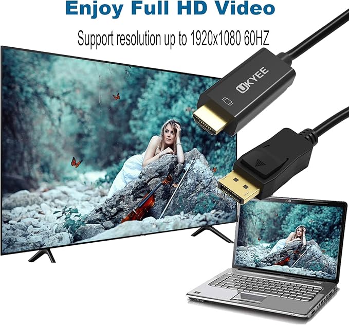 Display Port (DP) to HDMI Cable 6 feet 10-Pack, DisplayPort to HDMI Cable Adapter 6ft Male to Male Cord Converter for PCs to HDTV, Monitor, Projector with HDMI Port