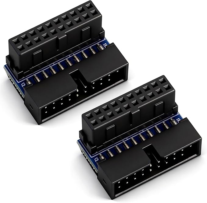 2 Pcs USB 3.0 Motherboard Adapter USB 3.0 90 Degree Adapter Motherboard 19pin/20pin Male to Female L Turn Right Angle Power Adapters for Desktop Motherboards Internal Header Adapters