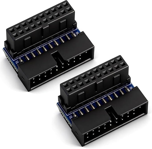 2 Pcs USB 3.0 Motherboard Adapter USB 3.0 90 Degree Adapter Motherboard 19pin/20pin Male to Female L Turn Right Angle Power Adapters for Desktop Motherboards Internal Header Adapters