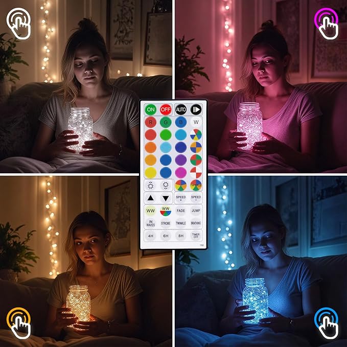 Fairy Lights USB Plug in 33ft 100LEDs with Remote, Warm White 20 Color Changing Light Twinkle Firefly String Lights for Bedroom Party Wedding Christmas Tapestry, Multicolor Colors (USB&Plug)